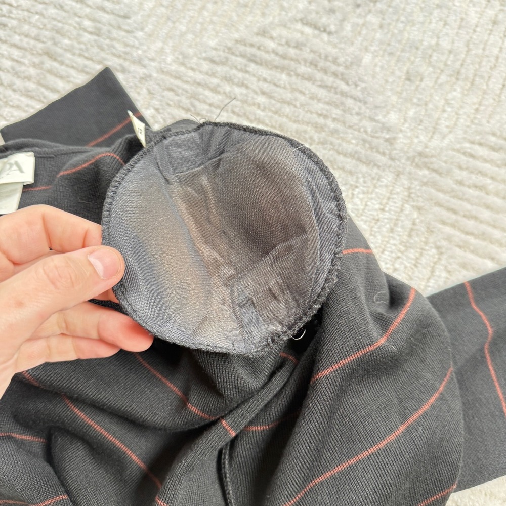 GISPA Italy Sweater Women's 10 Vintage Merino Wool Blend Striped Black 90's - Picture 8 of 14